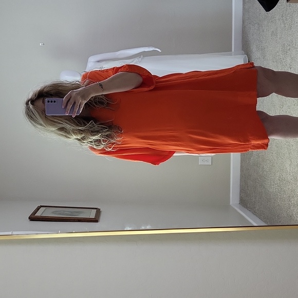 H&M Bright Vibrant Orange Sheath Shift 1/2 Sleeves Dress Plus Size Curvy Size 14 - Picture 1 of 12